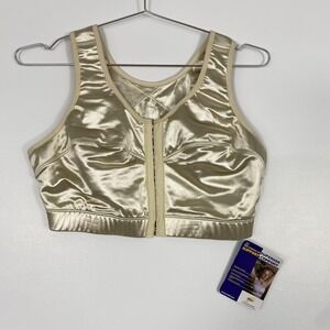 Enell Sports Bra Womens 3 Beige Ecru NL100 High Impact Front Closure Support